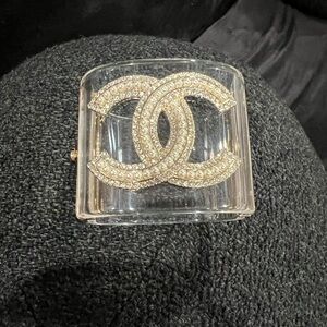 CHANEL Gold and Silver Crystal Logo Bracelet